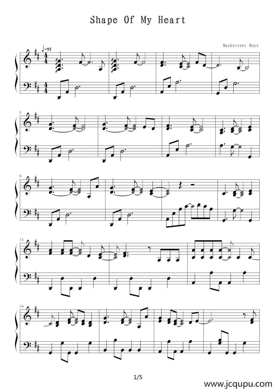 Shape Of My Heart简谱