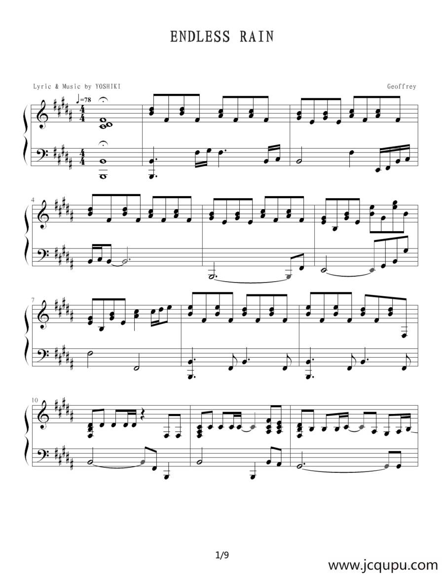 ENDLESS RAIN简谱