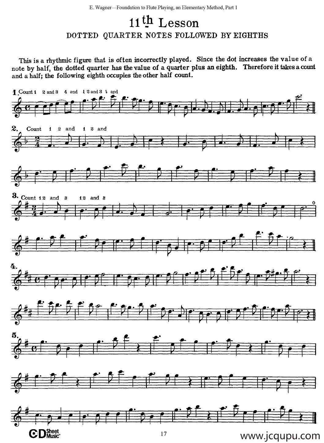 长笛演奏基础教程练习（11—20）简谱