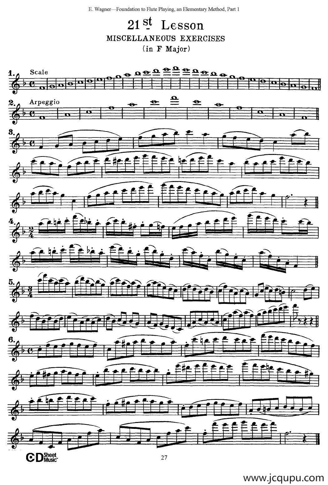 长笛演奏基础教程练习（21—30）简谱