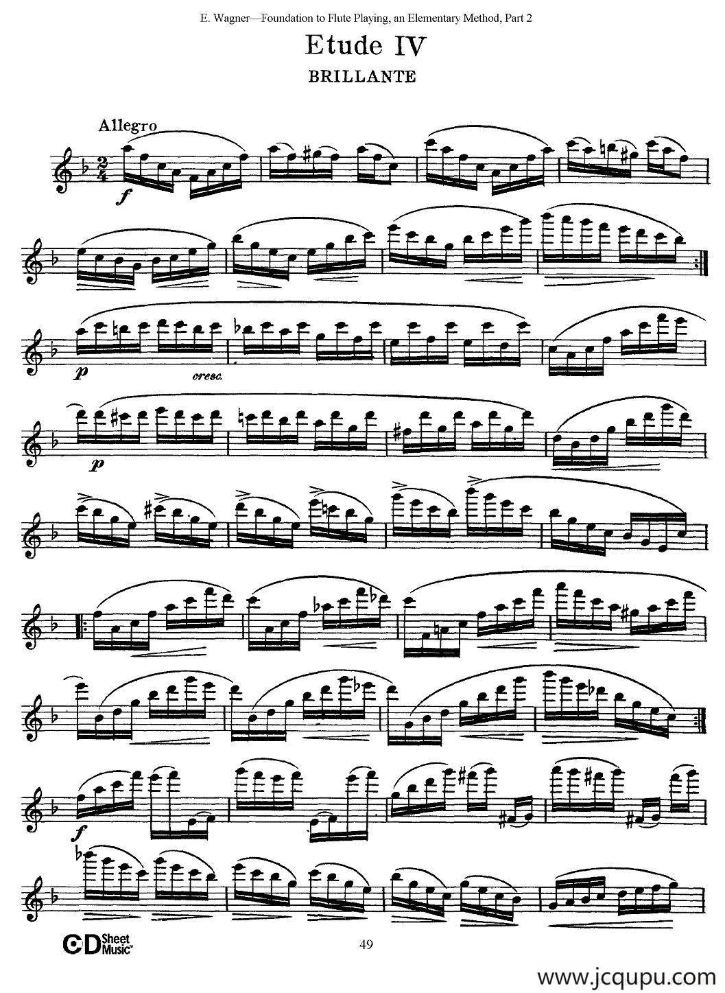 长笛演奏基础教程练习（Etude 4）简谱