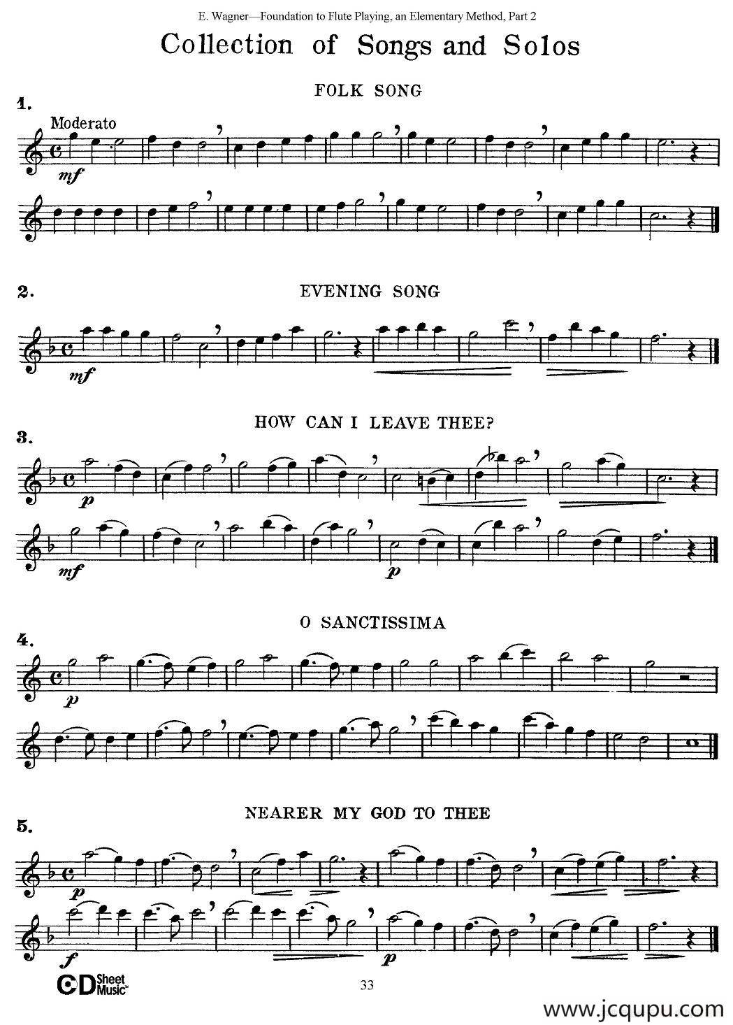 长笛演奏基础教程练习（Collection of Songs and solos）简谱