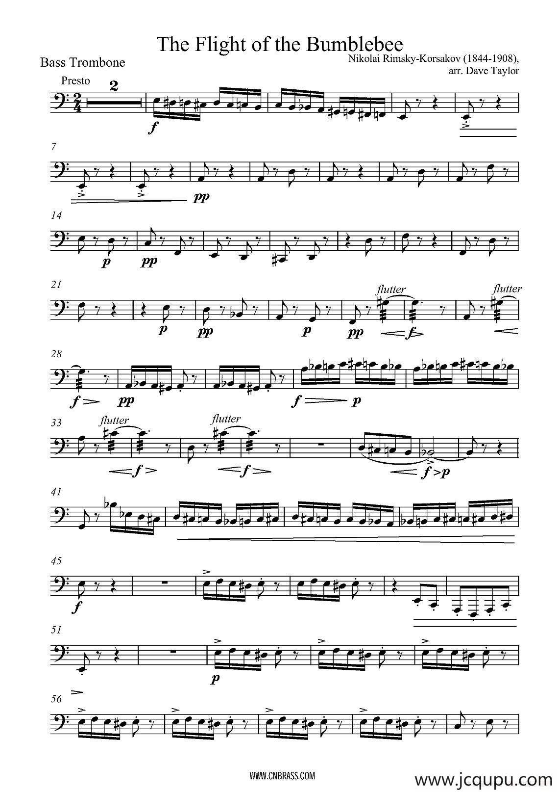 野蜂飞舞（低音长号）简谱