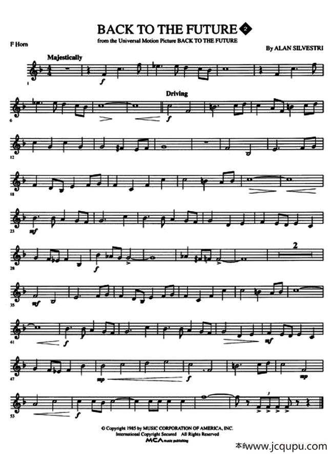 回到未来（电影音乐、圆号乐谱）简谱