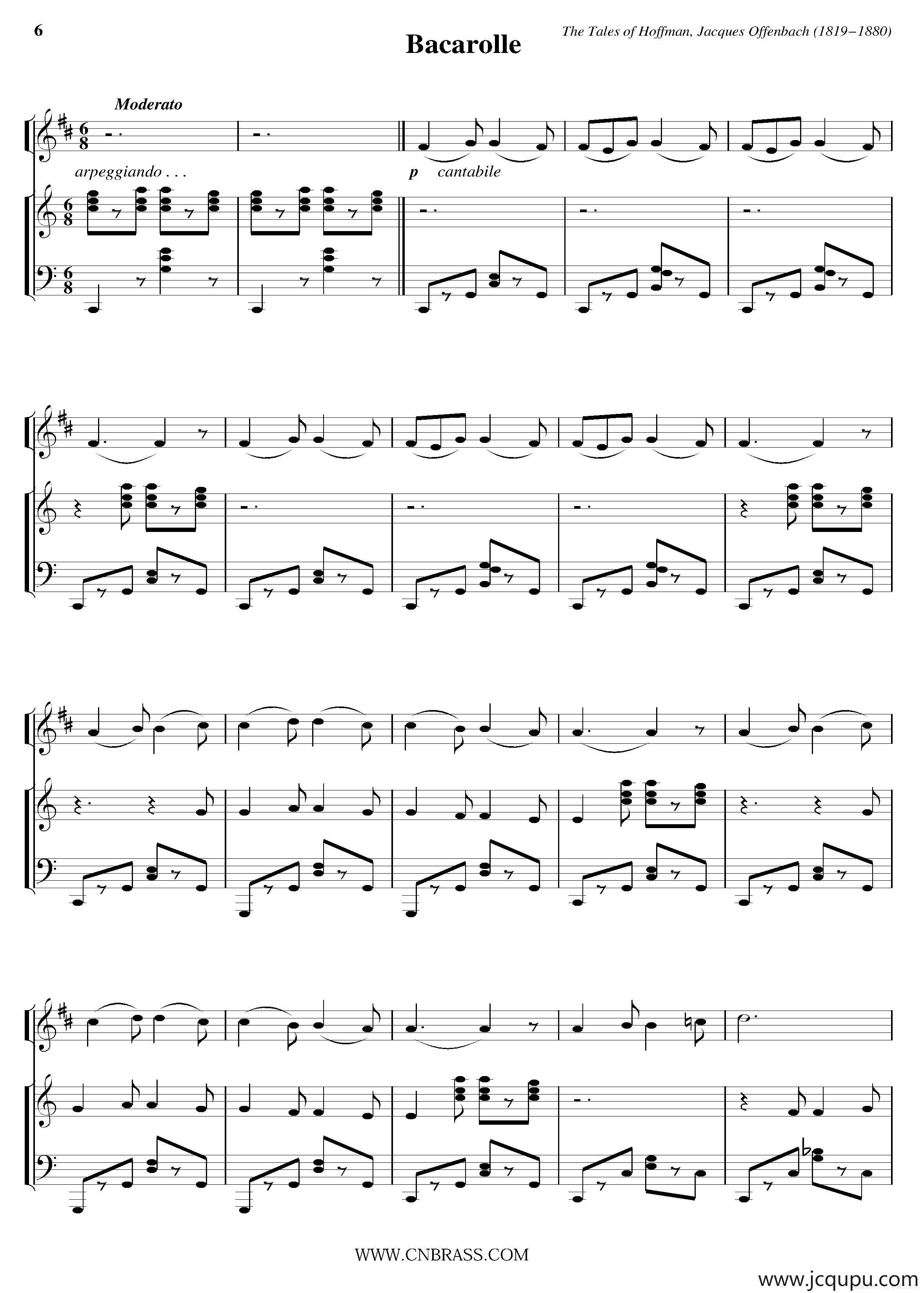 Bacarolle（小号+钢琴伴奏）简谱