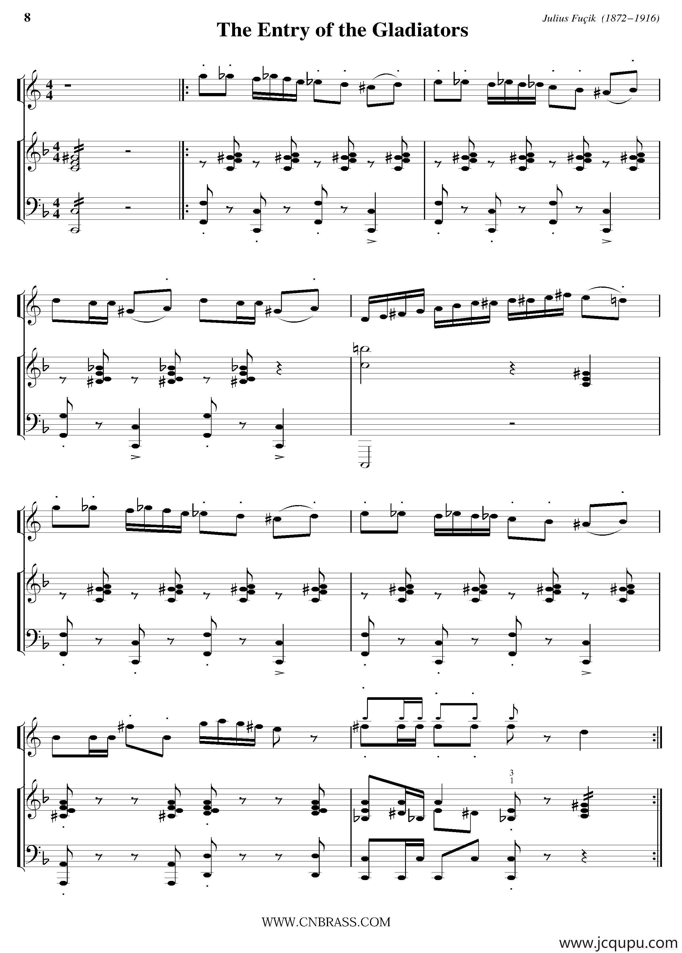 The Entry of the Gladiators（小号+钢琴伴奏）简谱