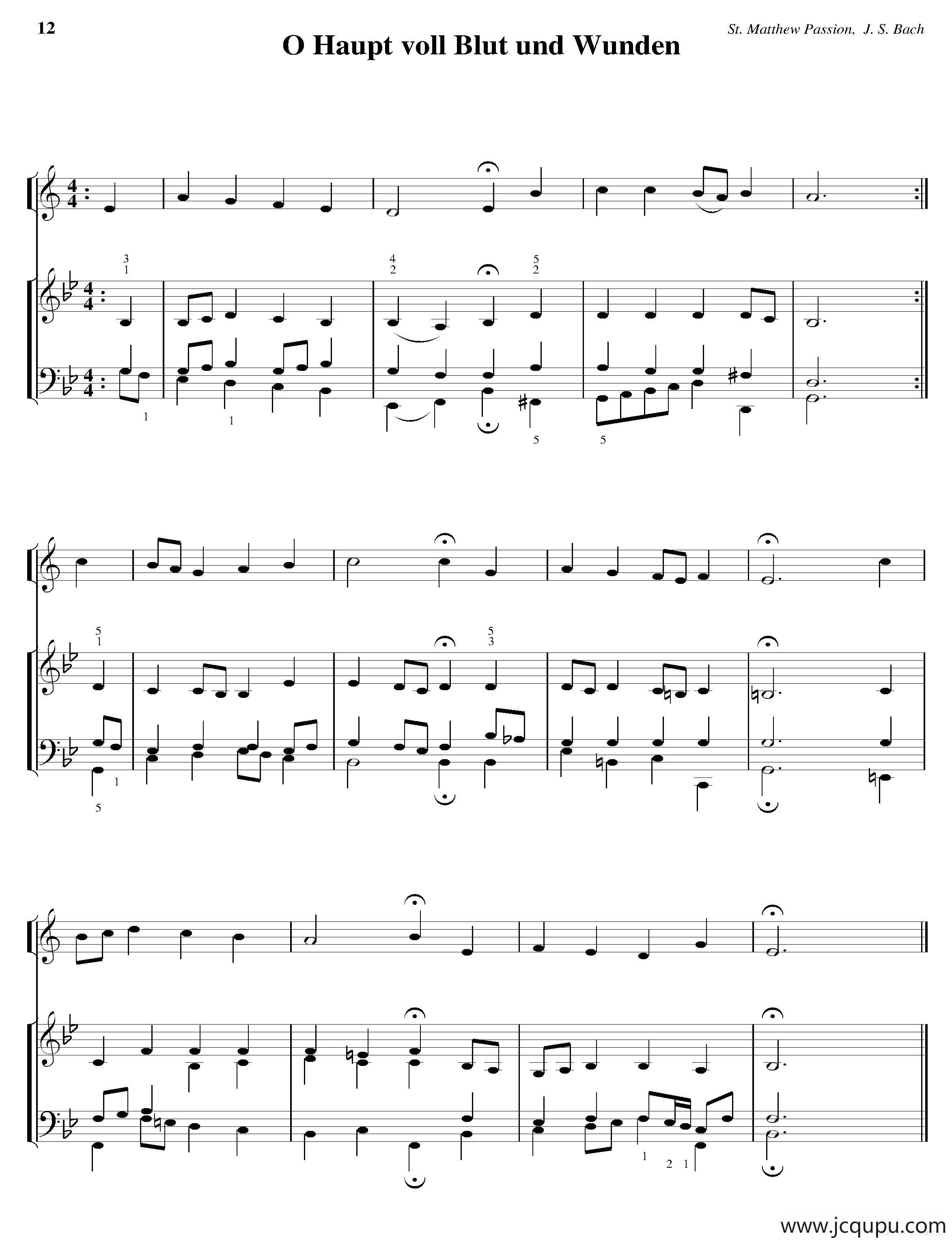 O Haupt voll Blut und Wunden（小号+钢琴伴奏）简谱