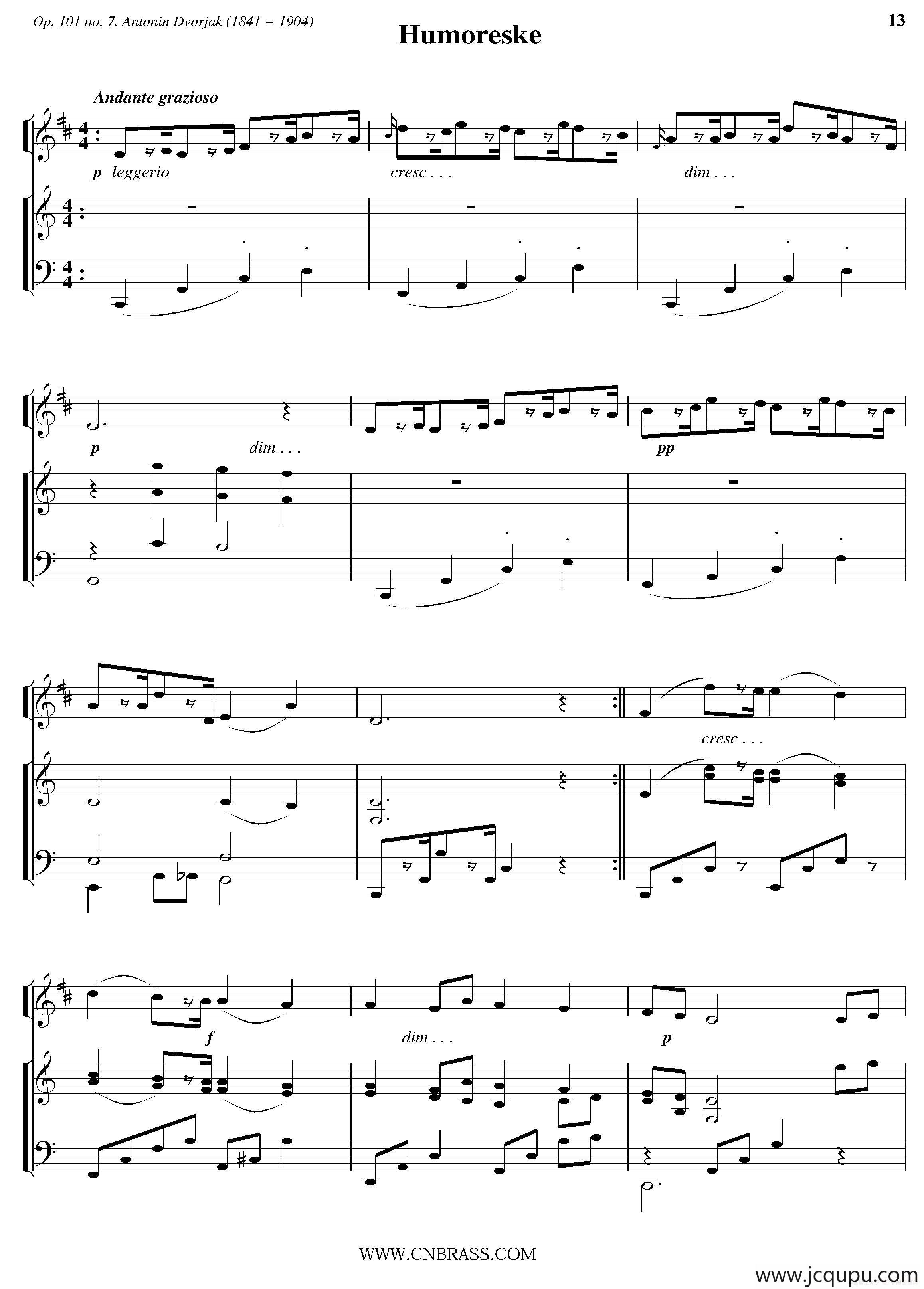 Humoreske（小号+钢琴伴奏）简谱