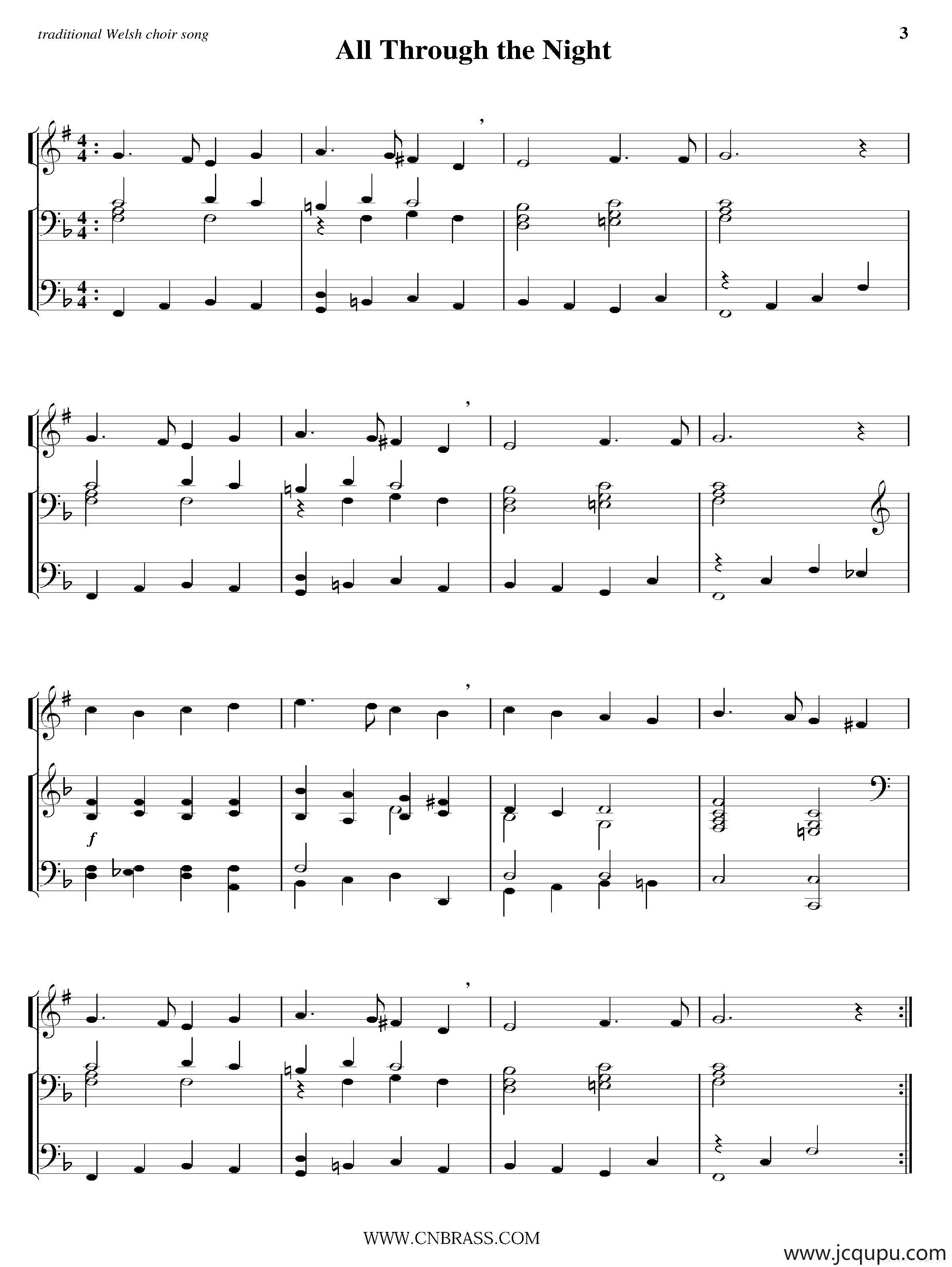 All Through the Night（小号+钢琴伴奏）简谱