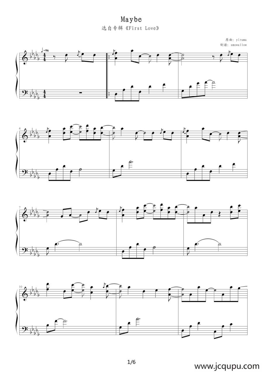 Maybe（选自专辑《First Love》）简谱