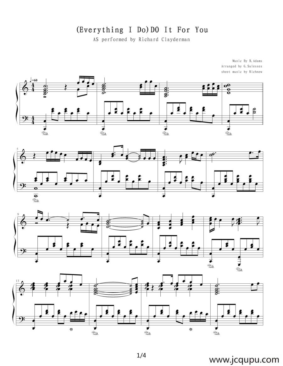 (Everything I Do)DO It For You简谱