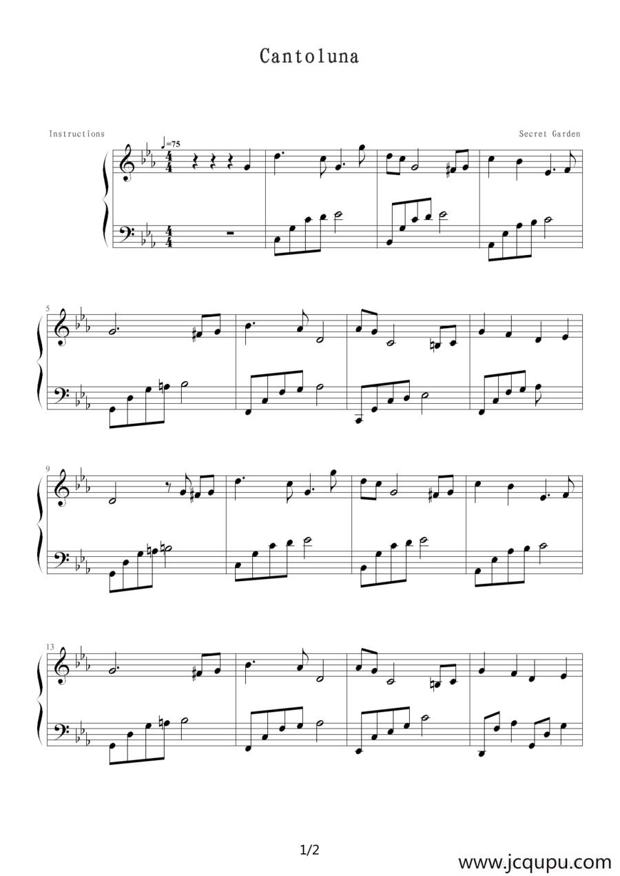 Cantoluna简谱