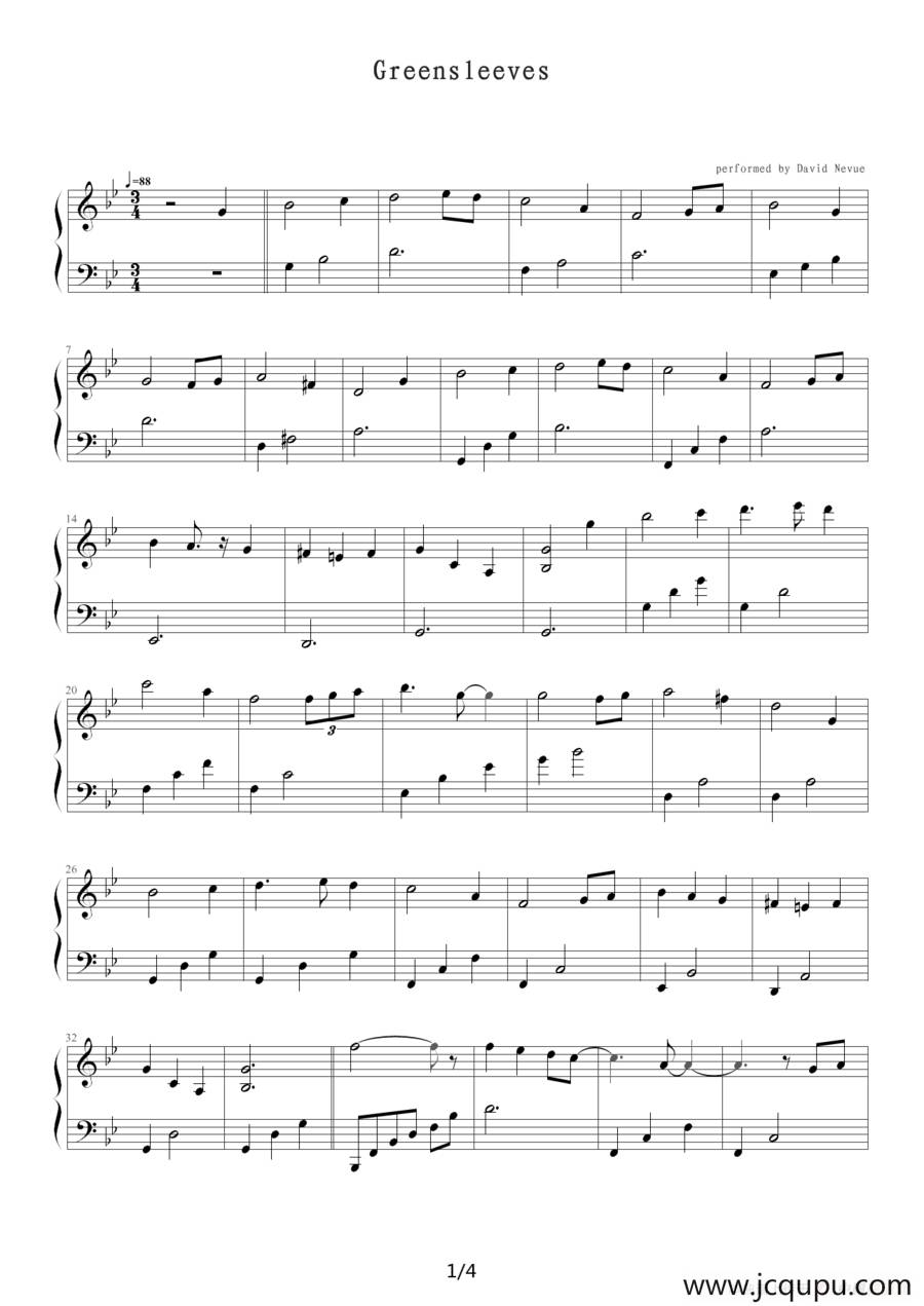 Green sleeves（绿袖子）简谱