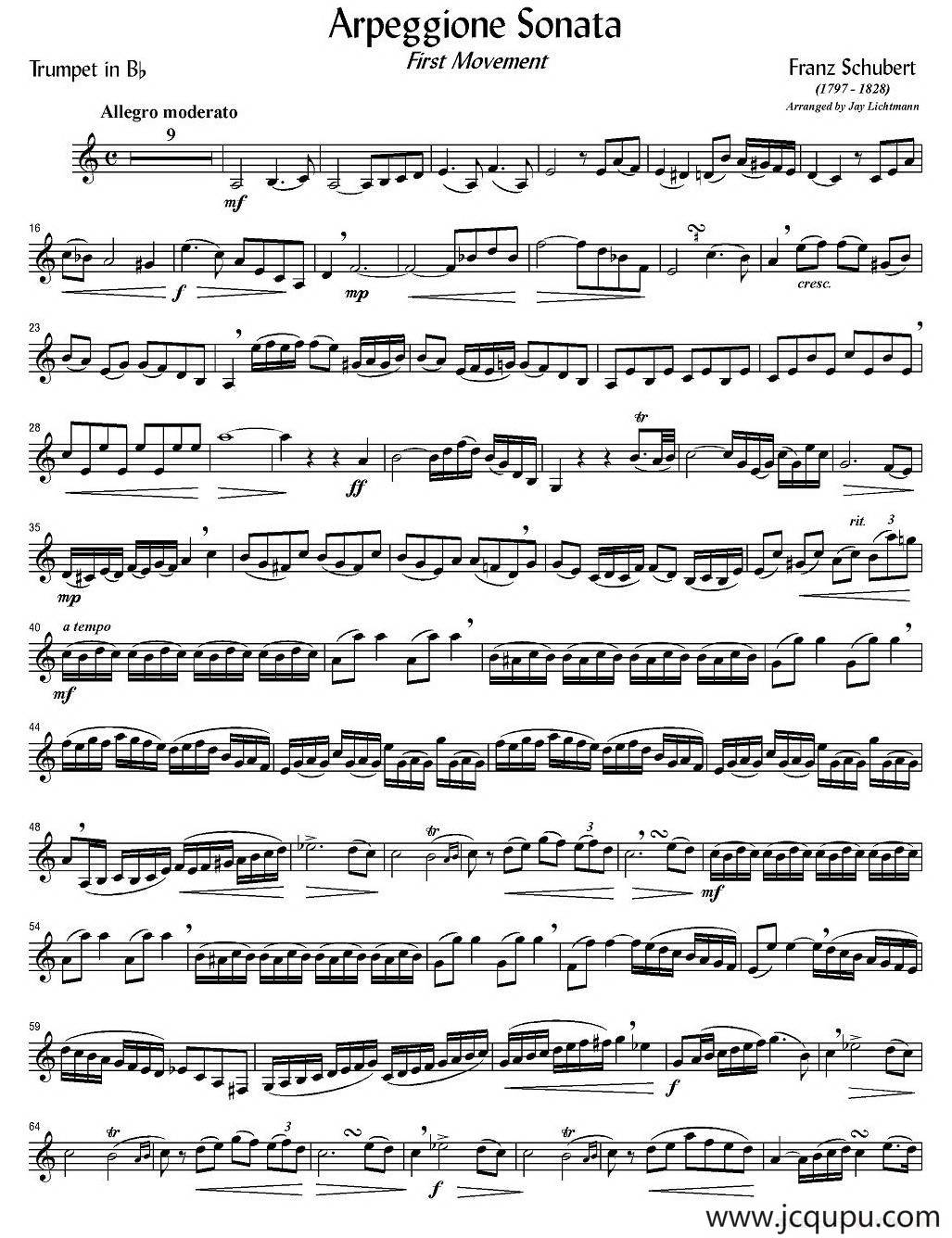 Arpeggione Sonata（小号谱）简谱