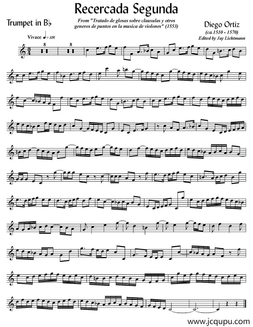 Recercada Segunda （小号谱）简谱