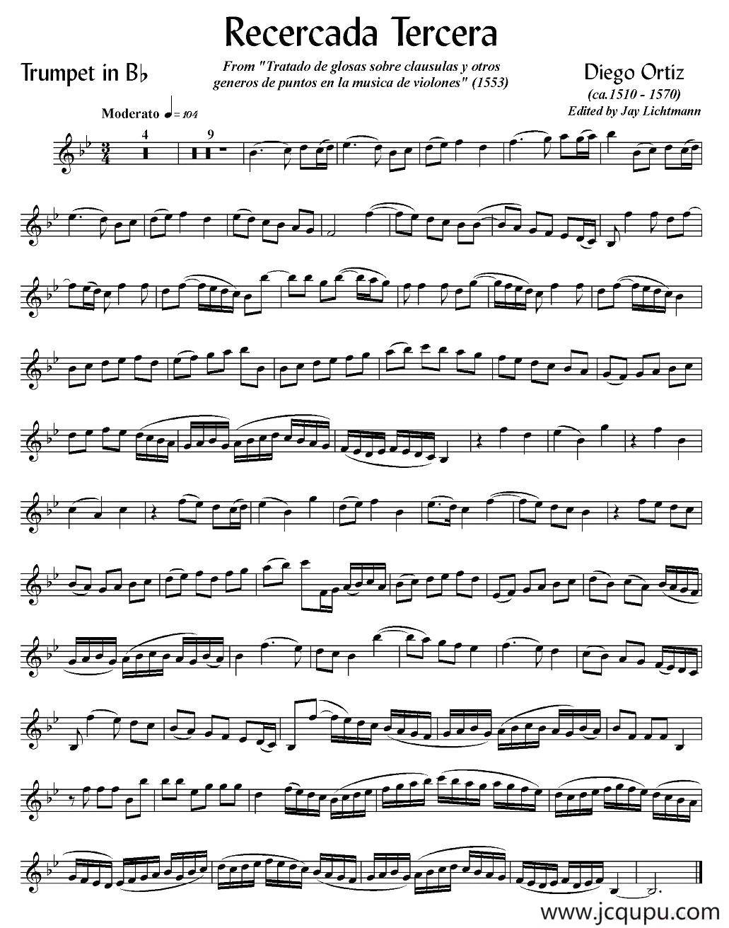 Recercada Tercera （小号谱）简谱