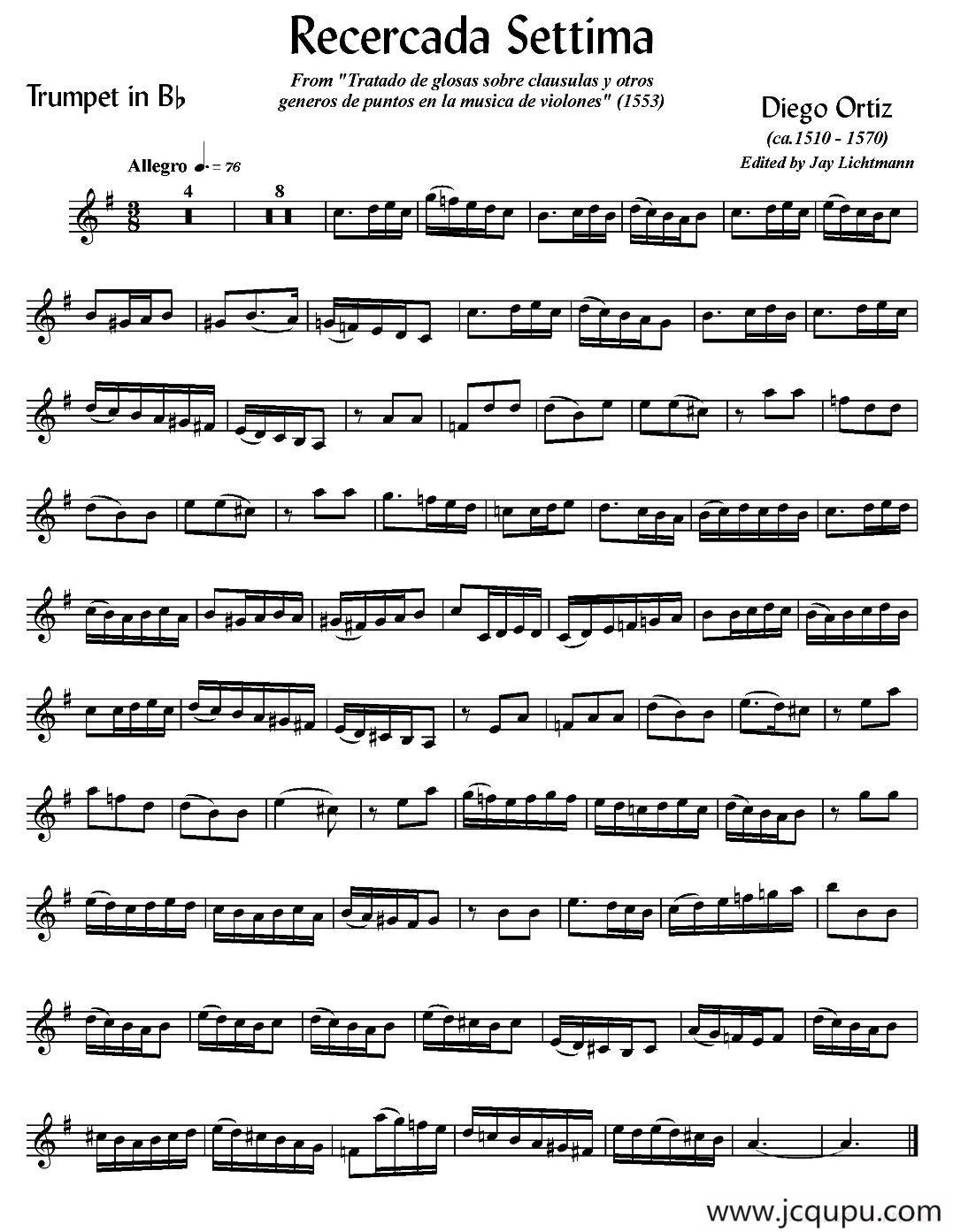 Recercada Settima （小号谱）简谱