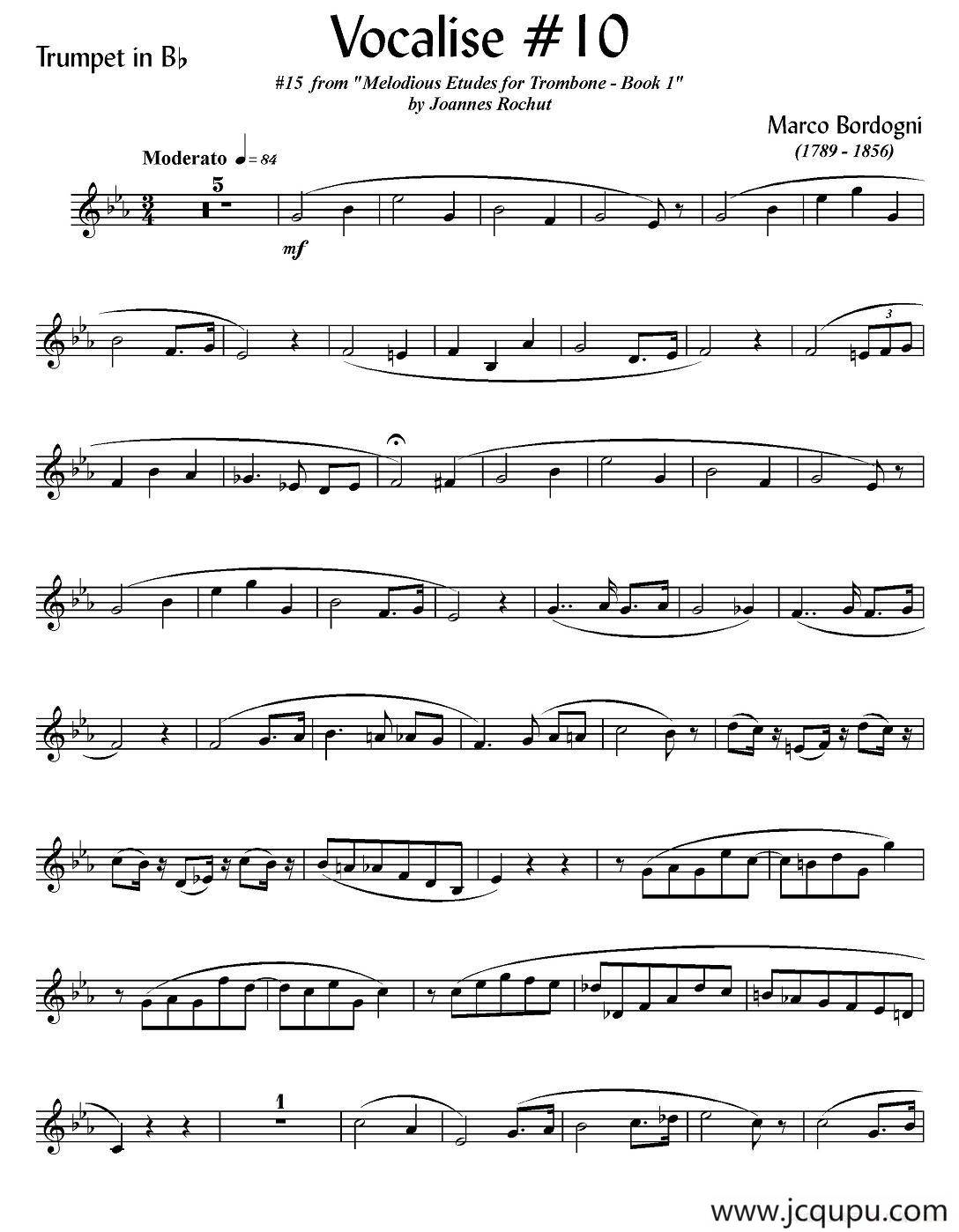 Bordogni - Vocalise #10（小号）简谱