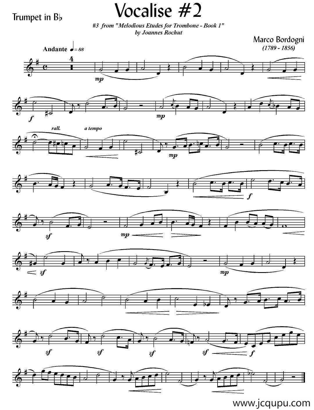 Bordogni - Vocalise #2（小号）简谱