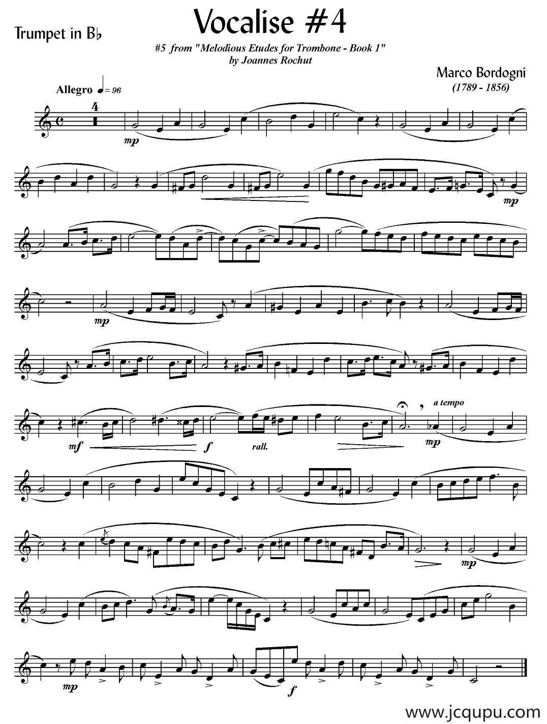 Bordogni - Vocalise #4（小号）简谱