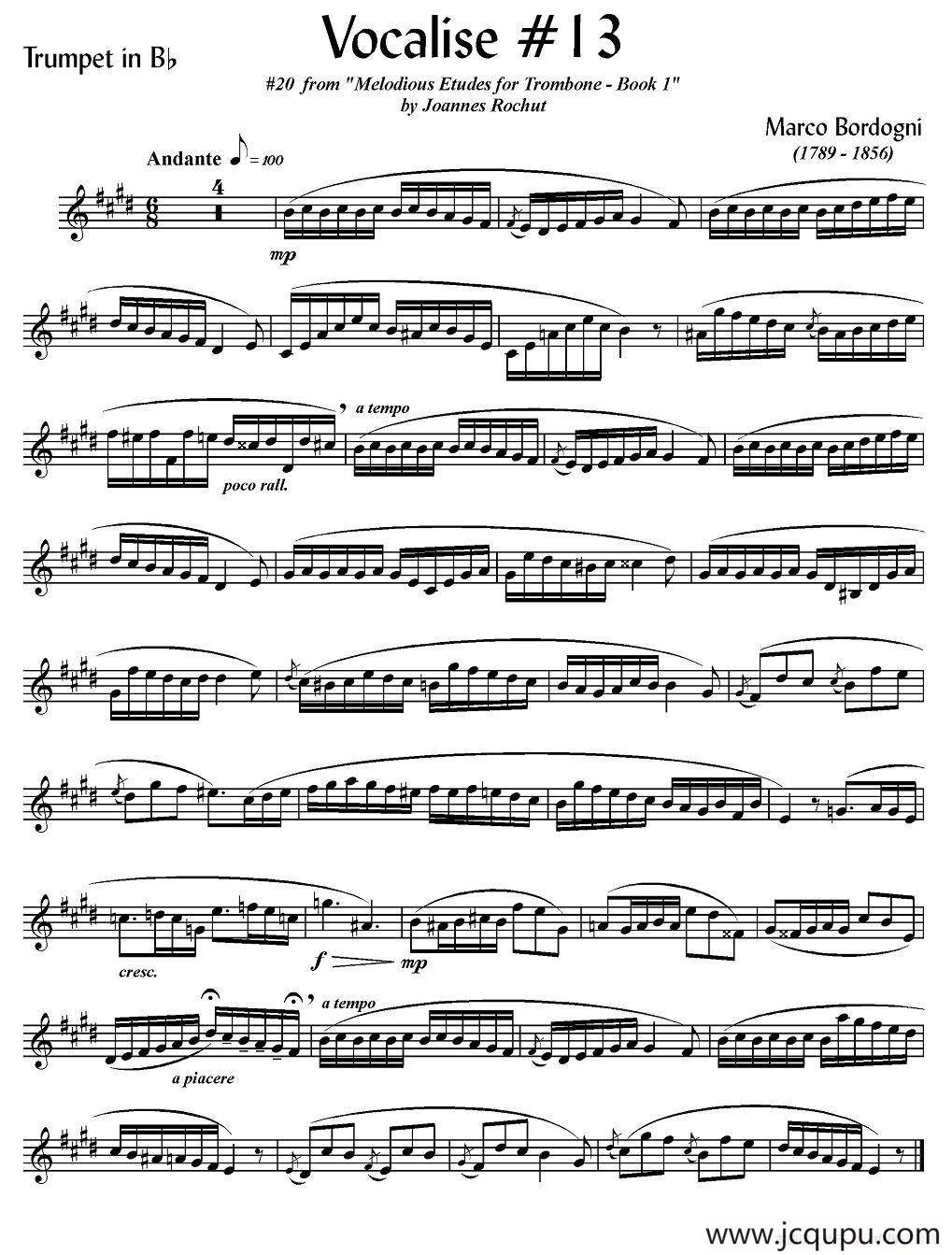 Bordogni - Vocalise #13（小号）简谱