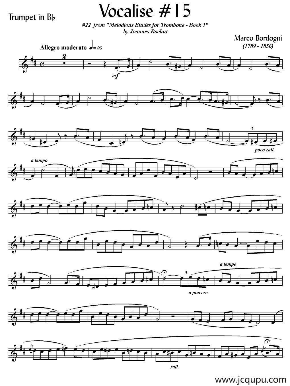 Bordogni - Vocalise #15（小号）简谱