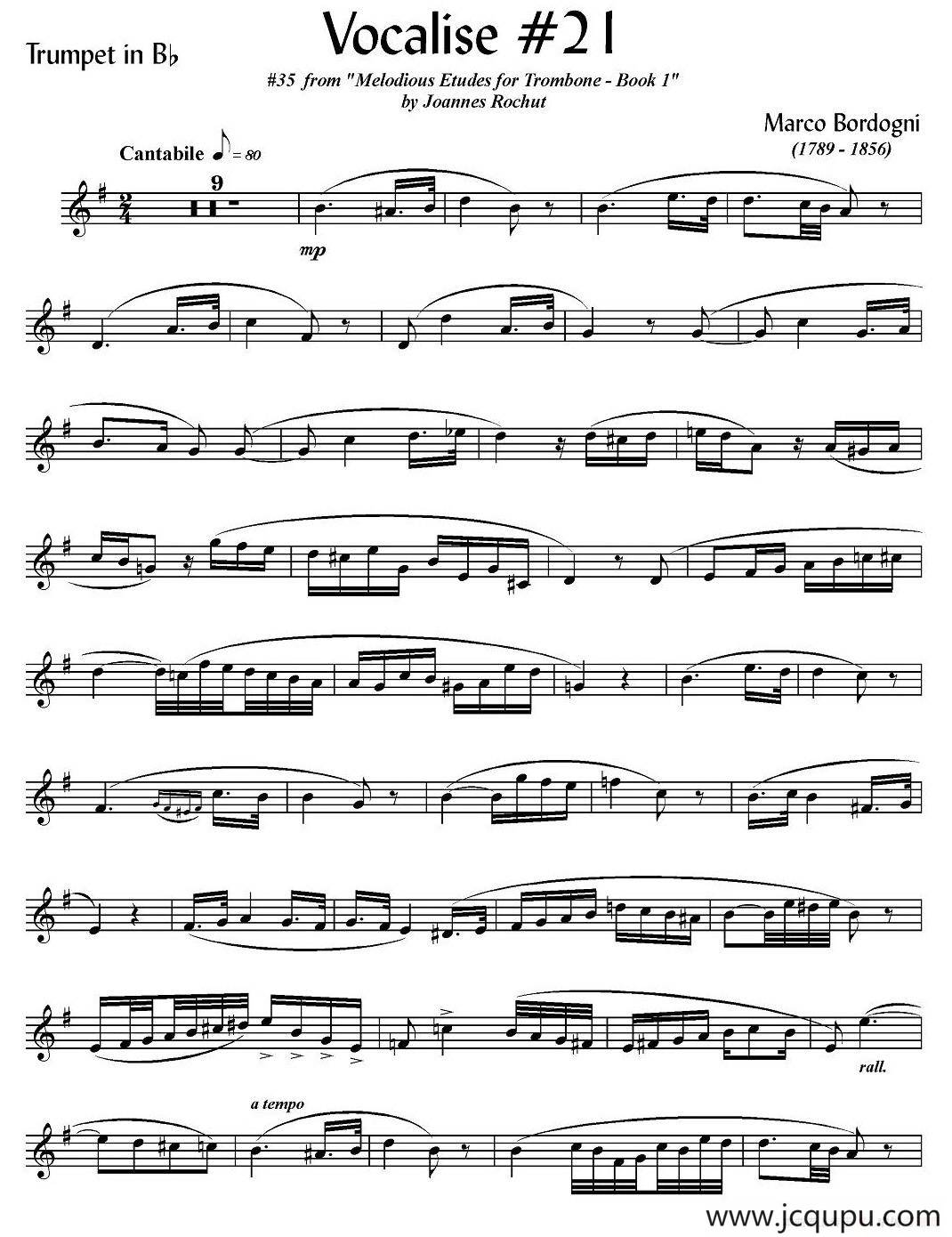 Bordogni - Vocalise #21（小号）简谱