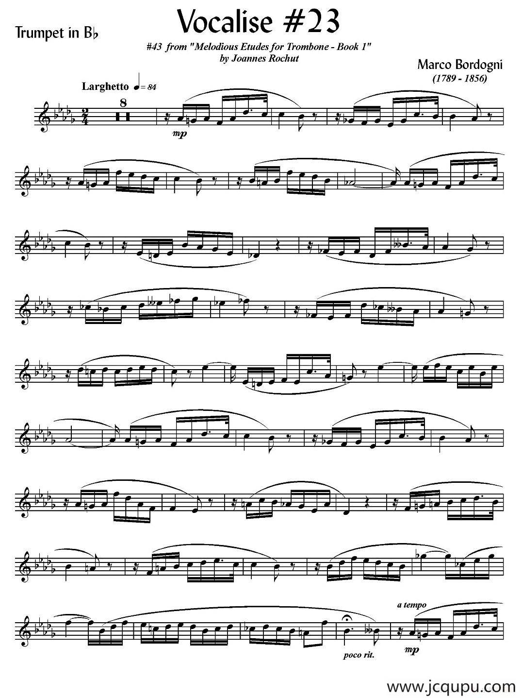 Bordogni - Vocalise #23（小号）简谱