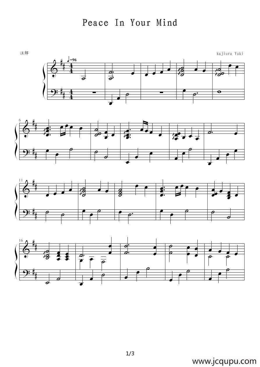 Peace In Your Mind简谱