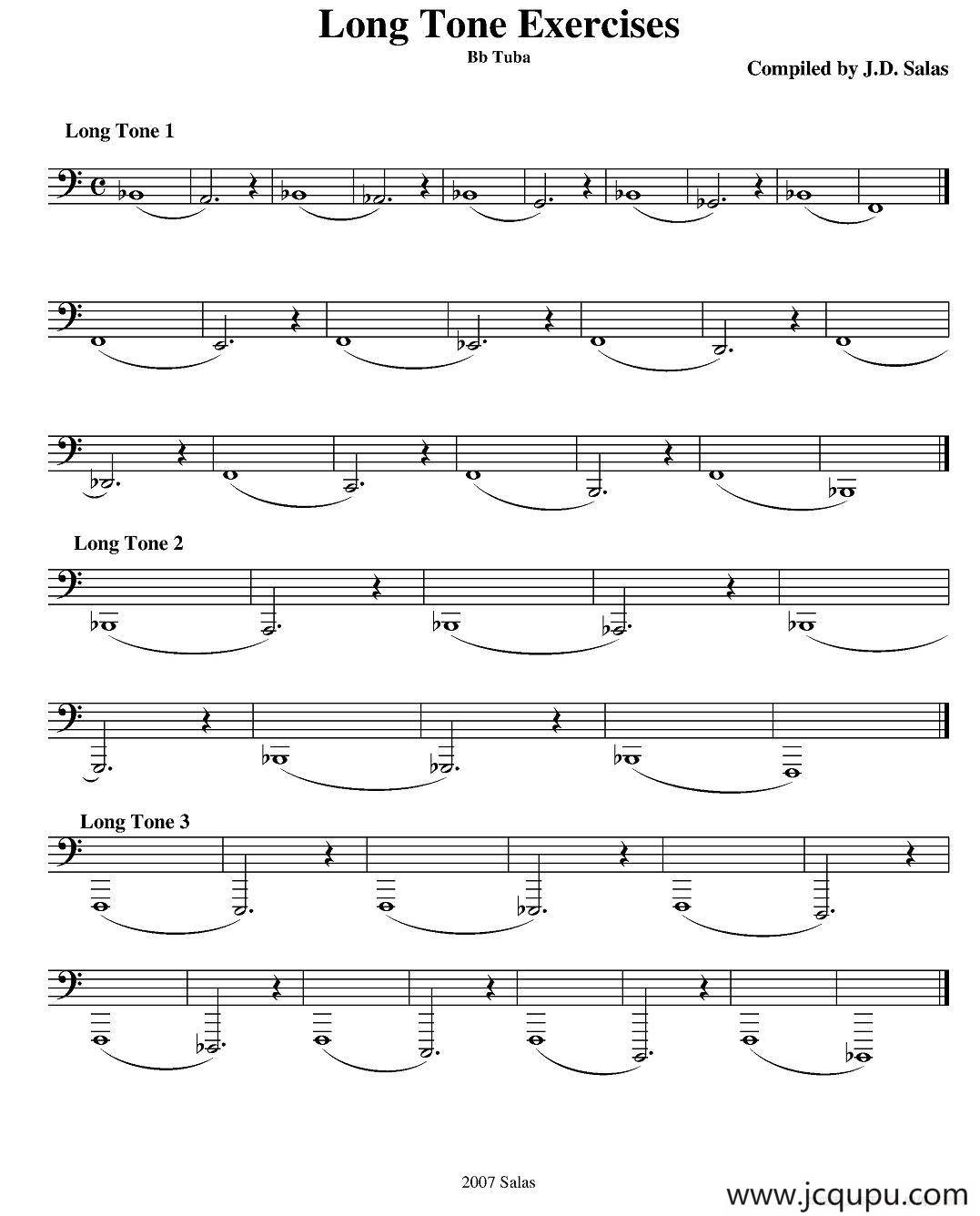 Long Tone Exercises-Bb Tuba（大号练习教材选曲）简谱