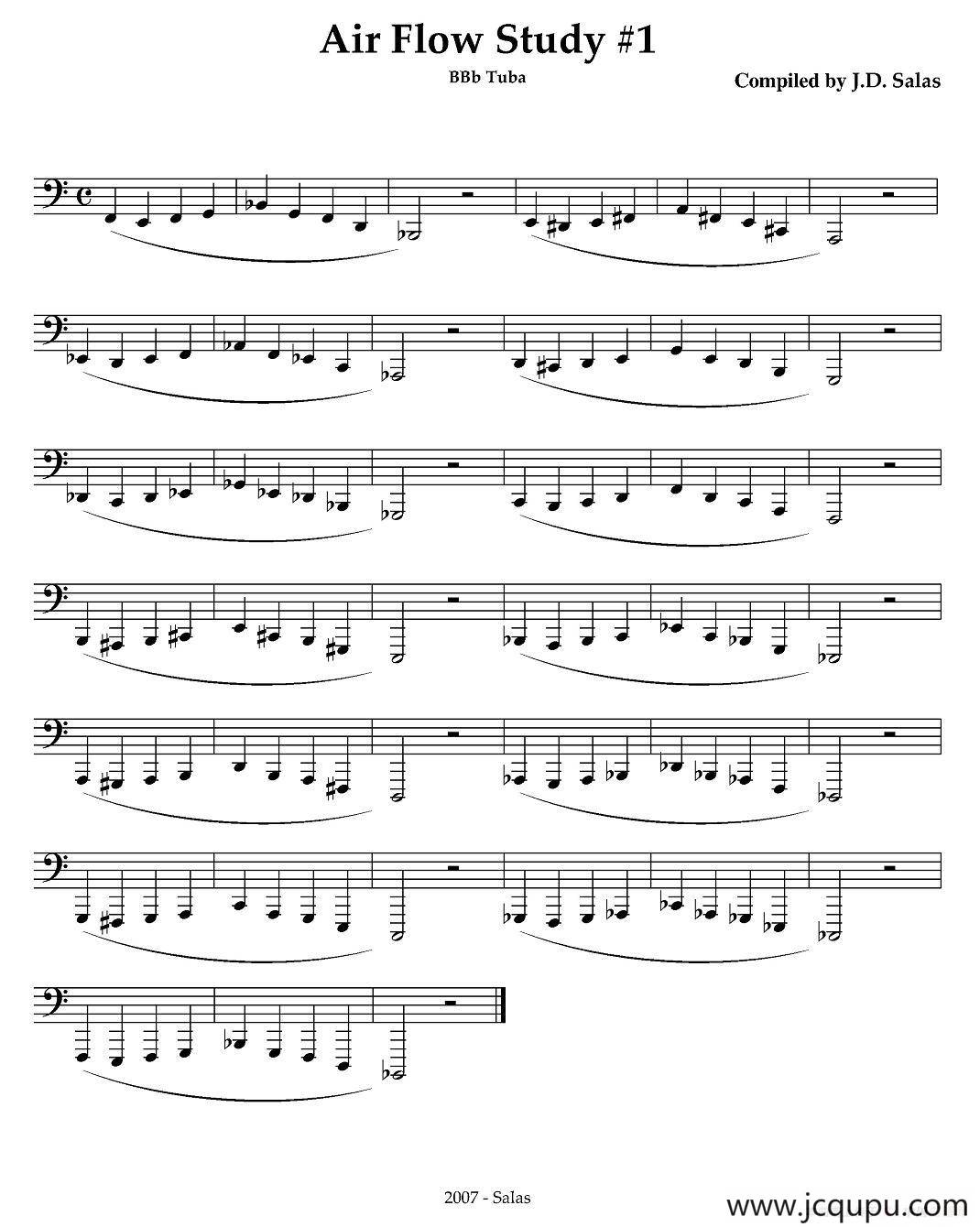 Air Flow Study - Bb Tuba（大号练习教材选曲）简谱