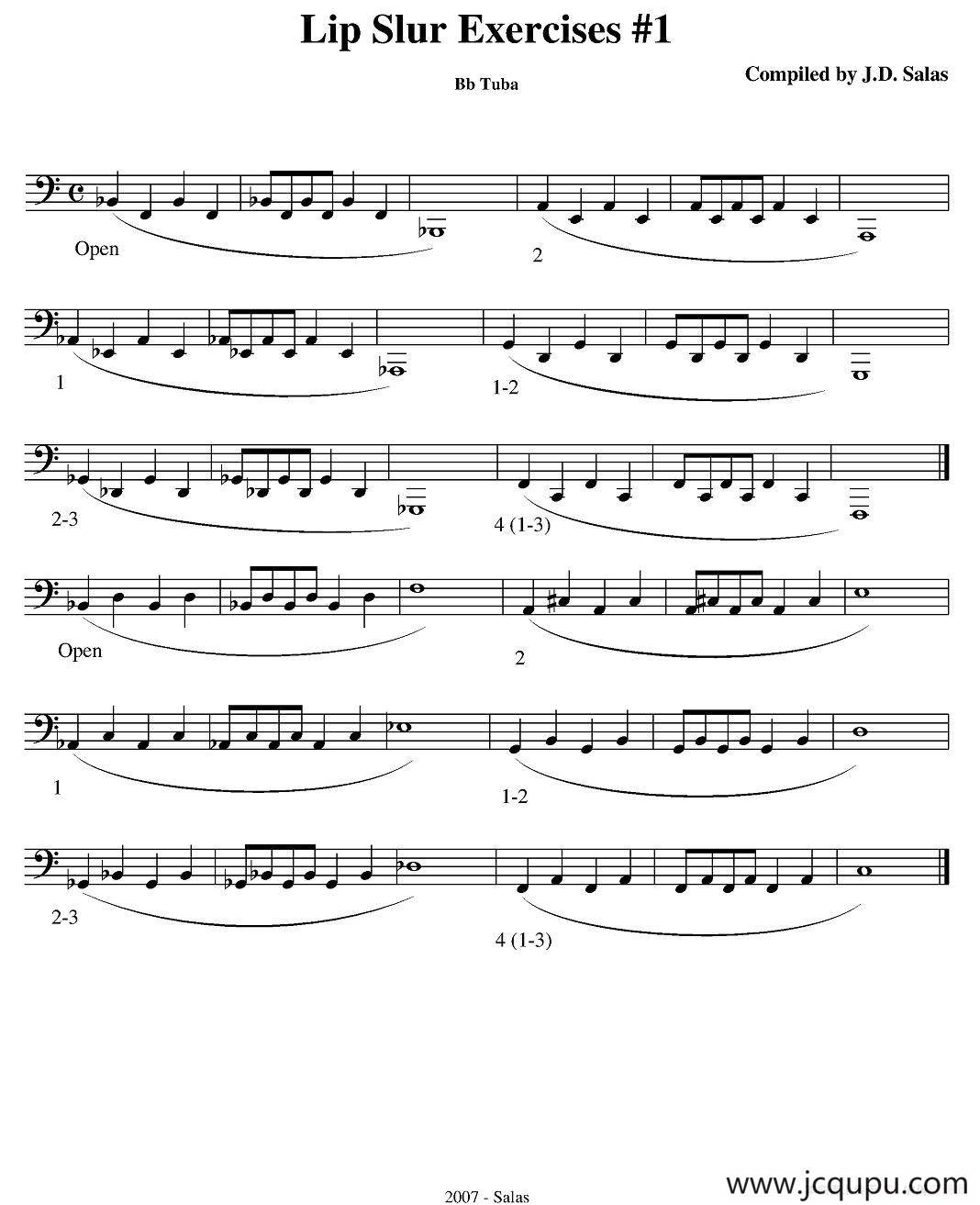 Lip Slur Exercise - Bb Tuba（大号练习教材选曲）简谱