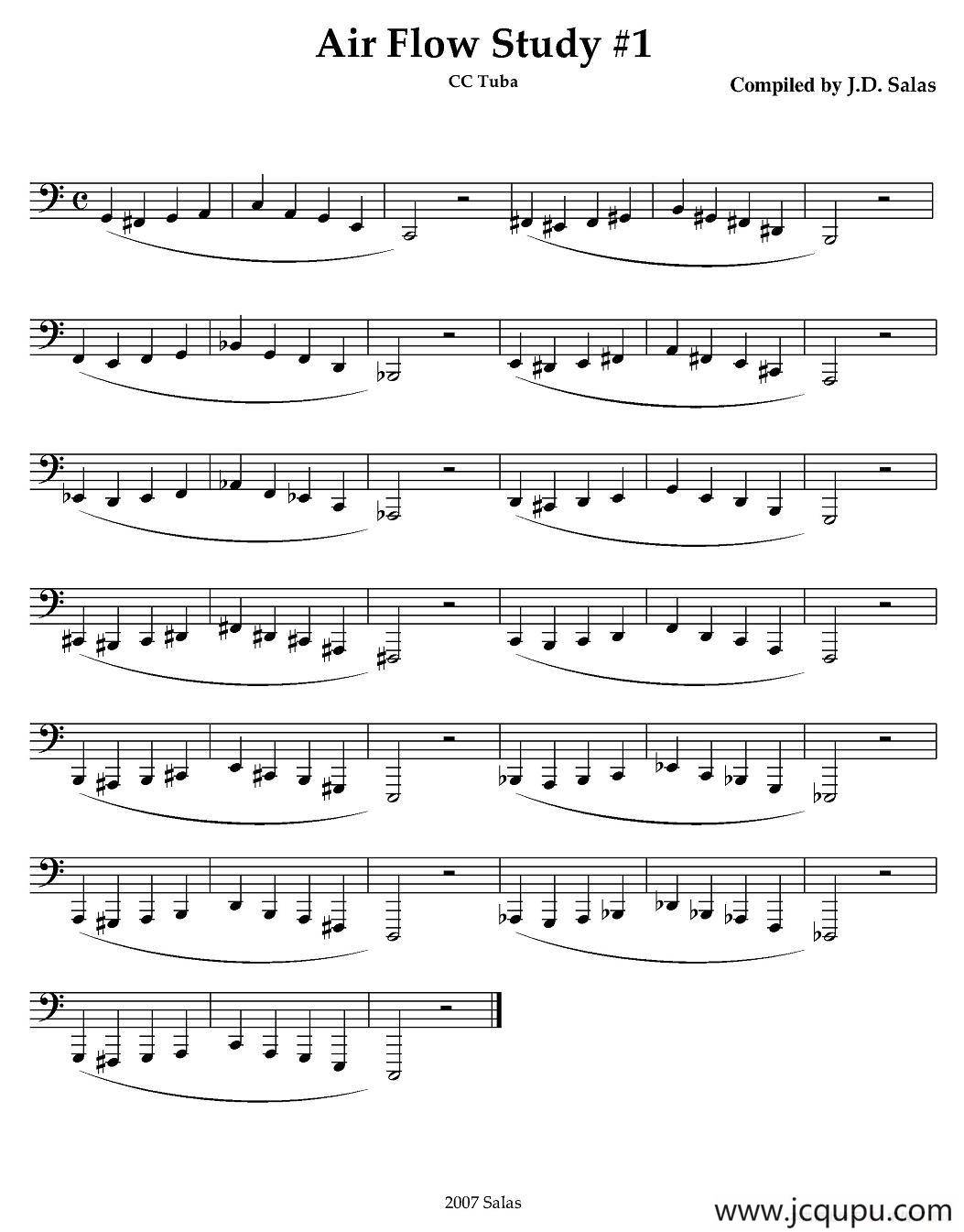 Air Flow Study - C Tuba（大号练习教材选曲）简谱