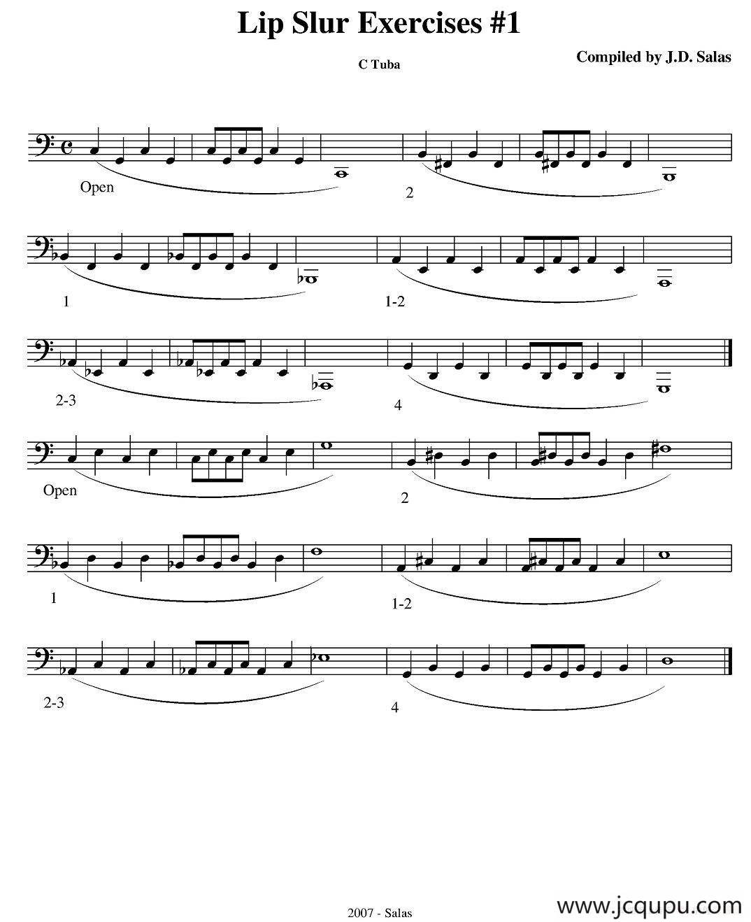 Lip Slur Exercise - C Tuba（大号练习教材选曲）简谱