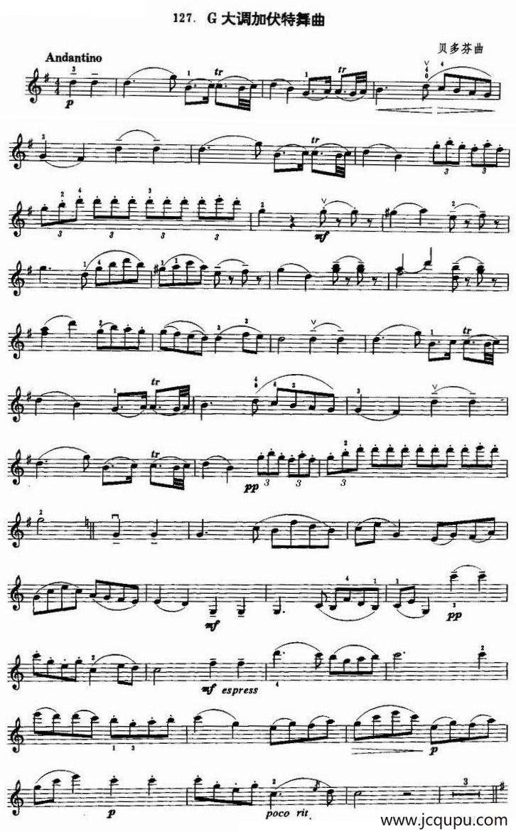 G大调加伏特舞曲简谱