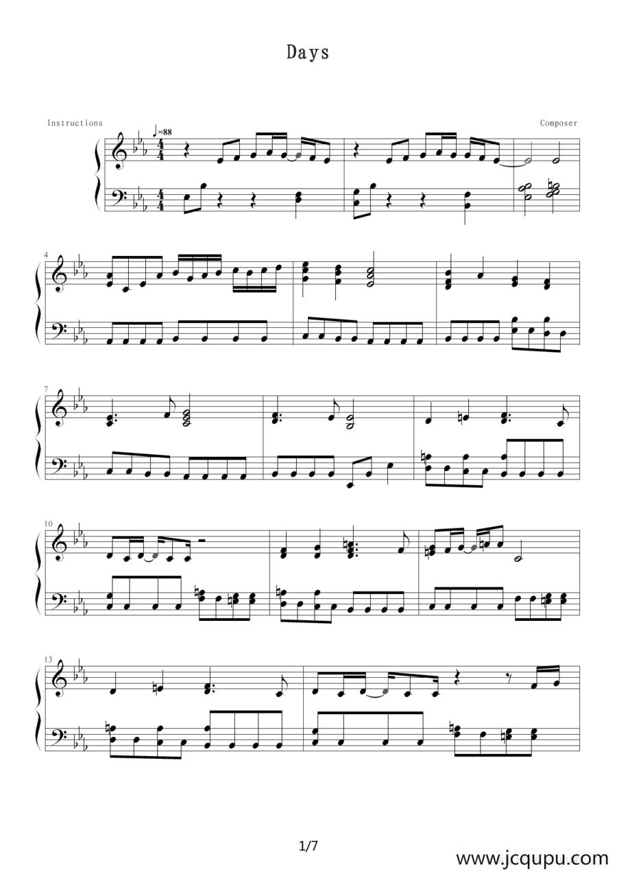 days简谱