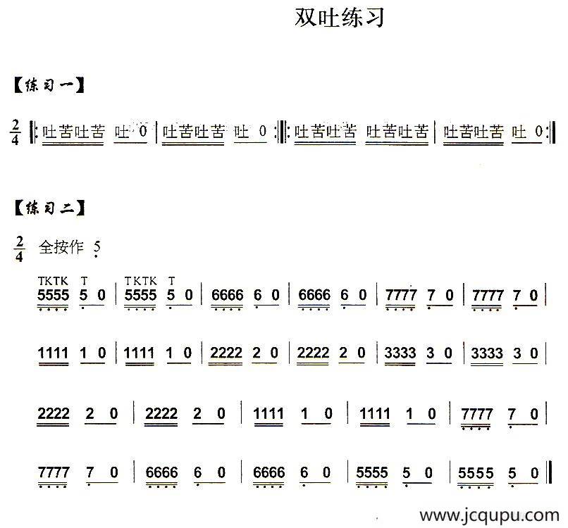 葫芦丝技巧练习之十：多吐音练习简谱