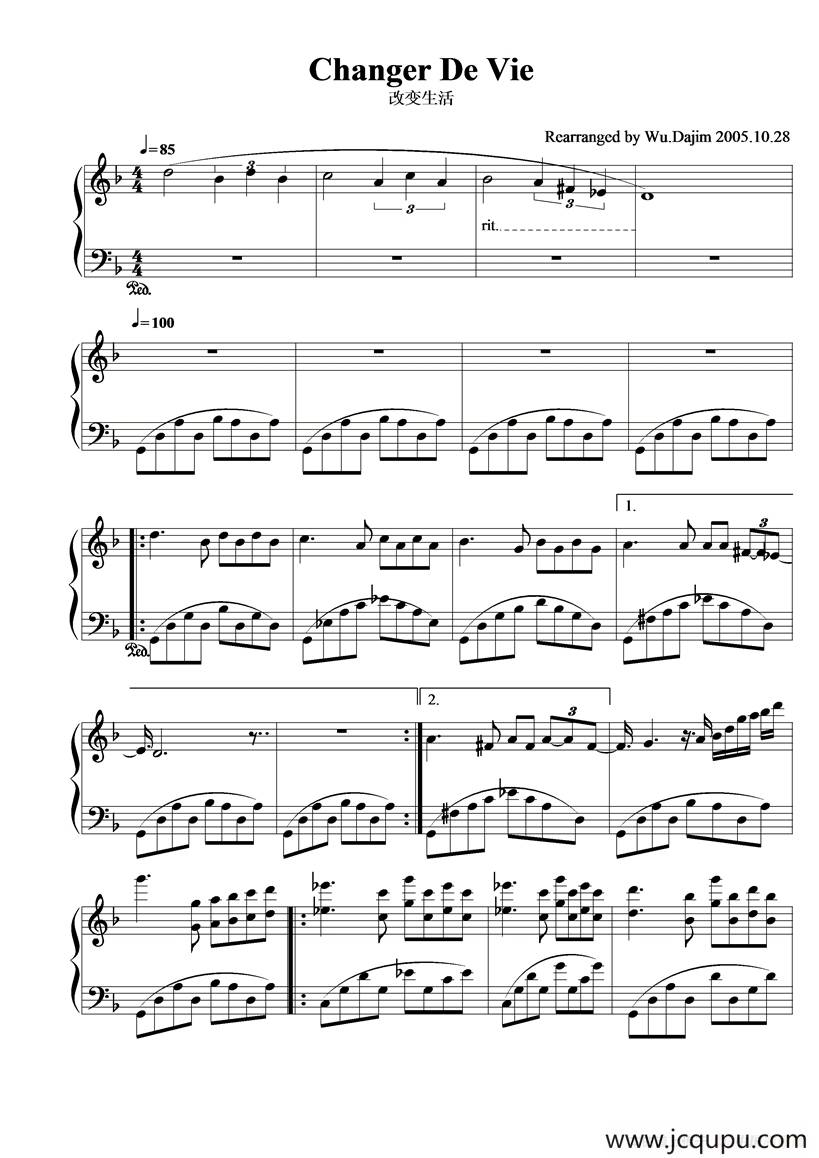 Changer De Vie简谱