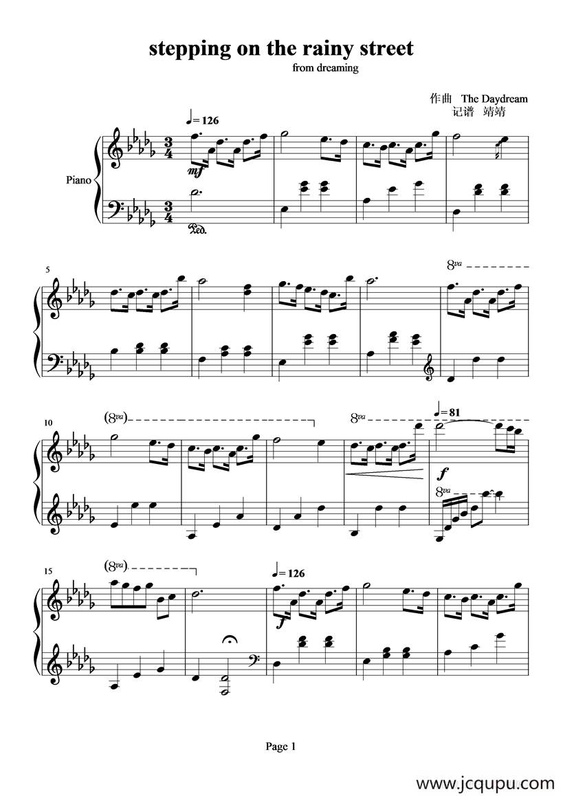 stepping on the rainy street简谱