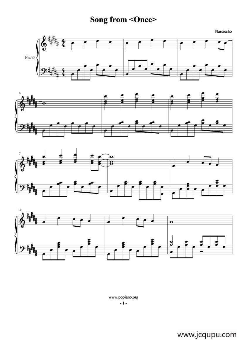 Song from 《Once》简谱
