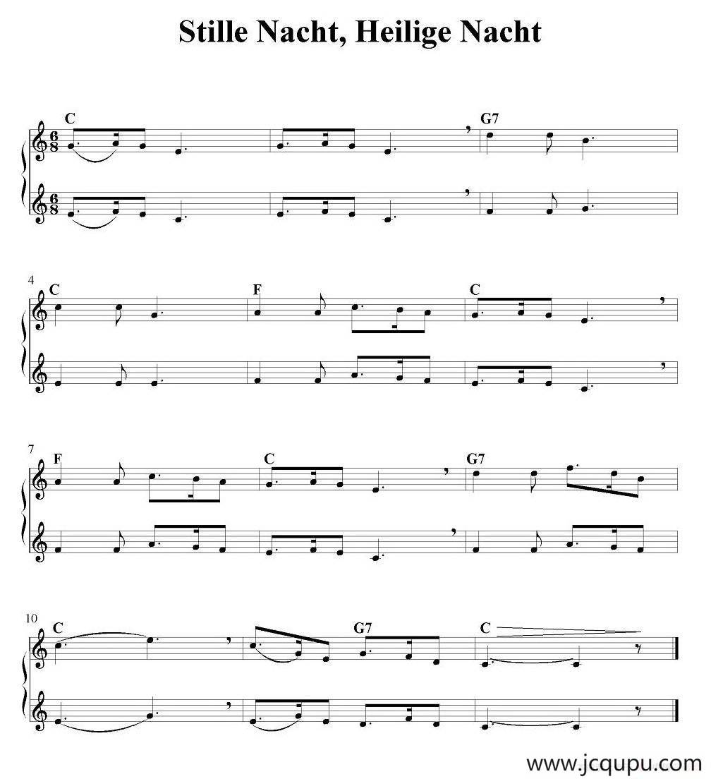 Stille Nacht, Heilige Nacht简谱