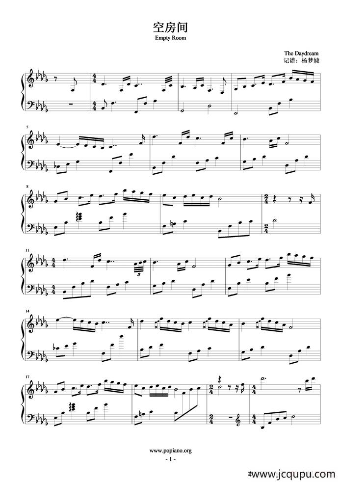 空房间（Empty Room）简谱