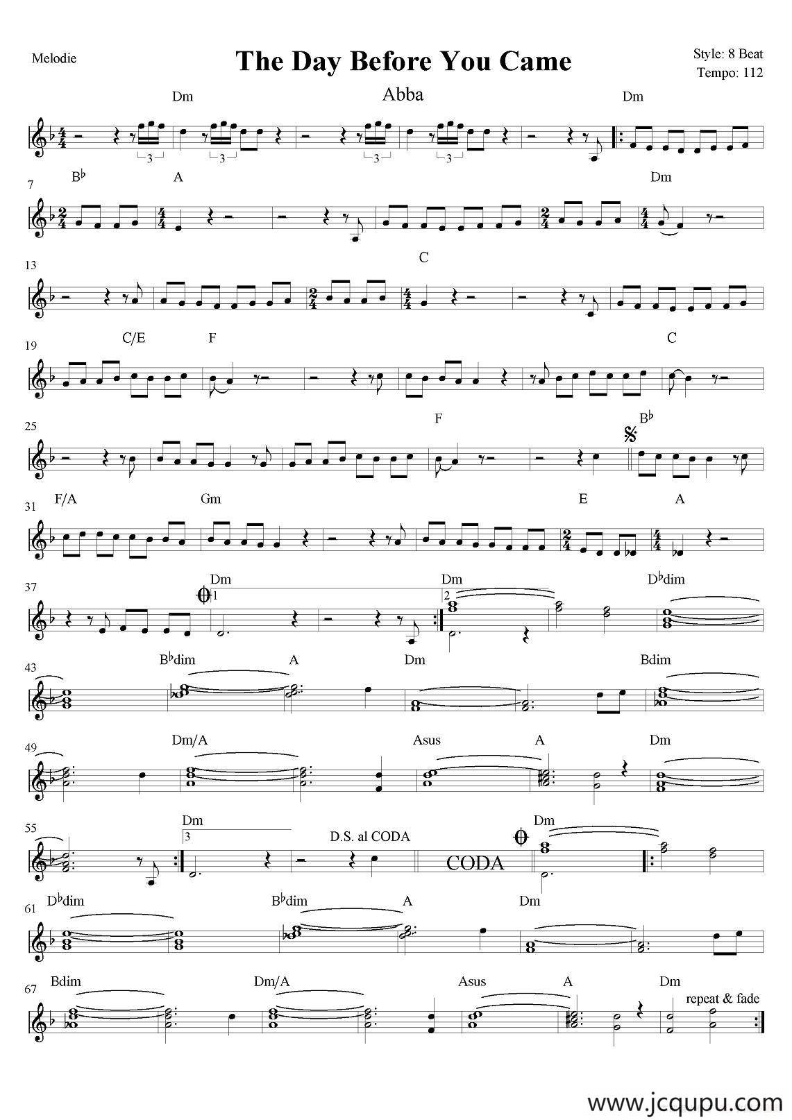 The Day Before You Came简谱