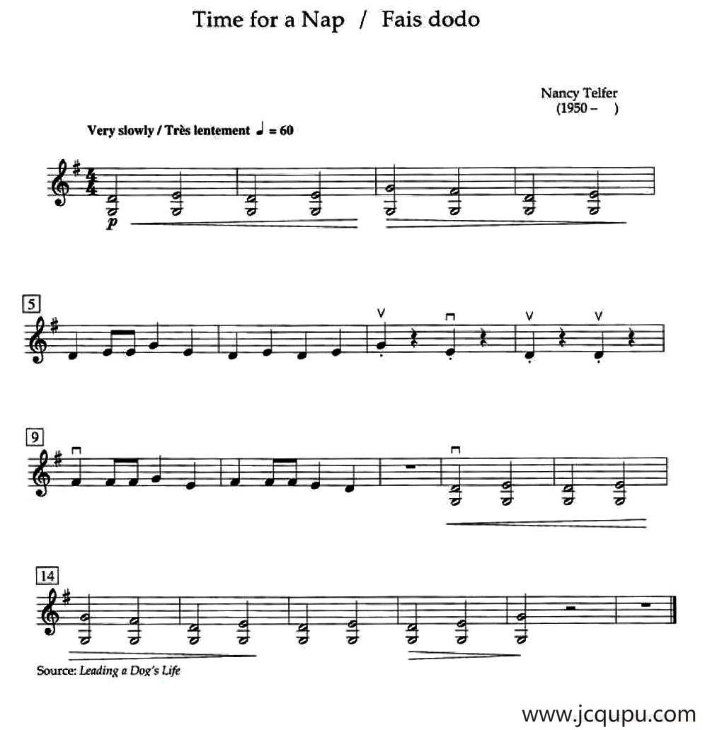 Nancy Telfer-Time for a Nap（加拿大小提琴考级·预备级）简谱