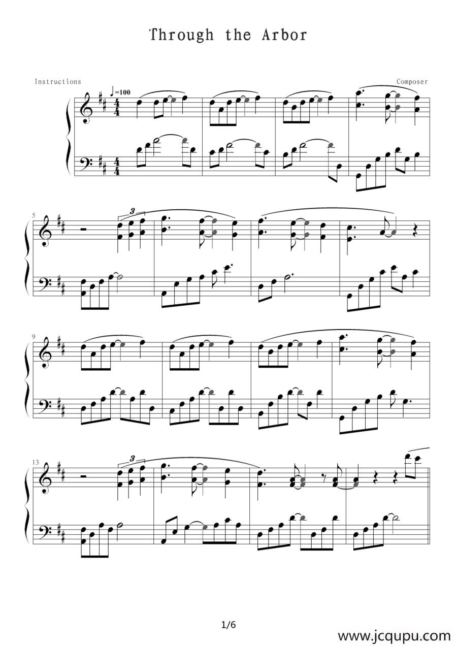 Through the Arbor简谱