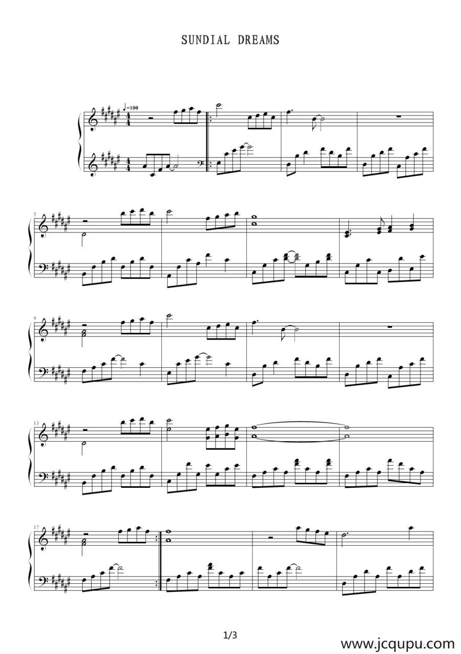 Sundial Dreams简谱