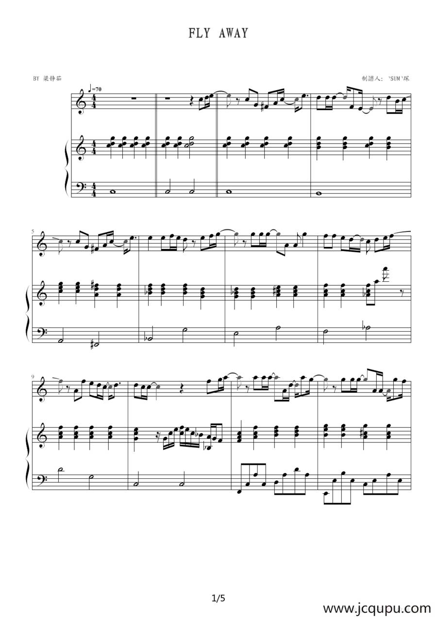 FLY AWAY（钢琴伴奏谱）简谱