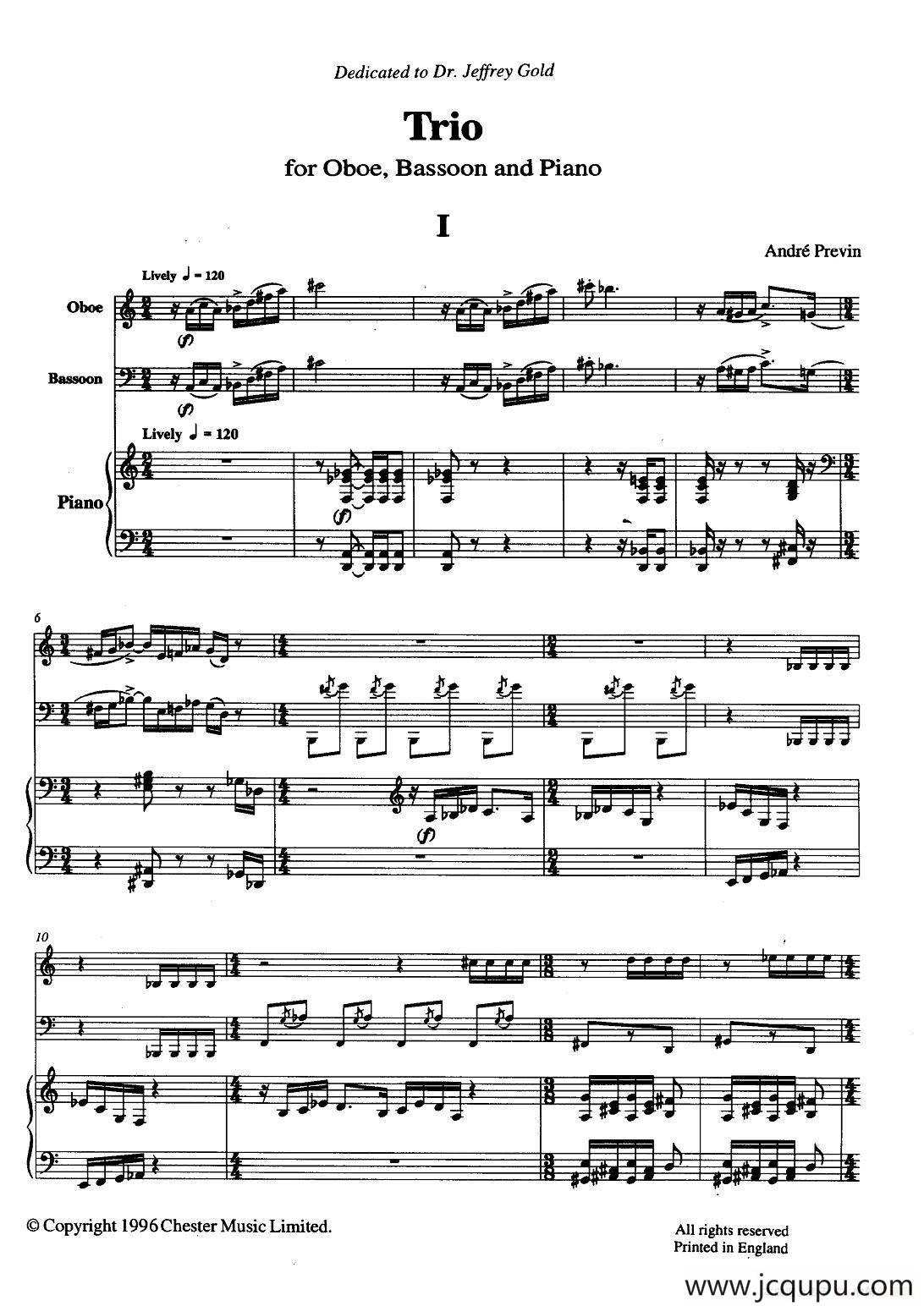 巴松双簧管与钢琴三重奏（1）（总谱）简谱