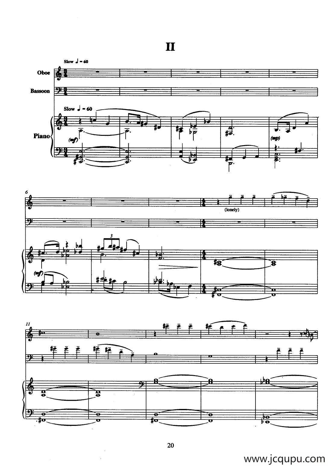 巴松双簧管与钢琴三重奏（2）（总谱）简谱