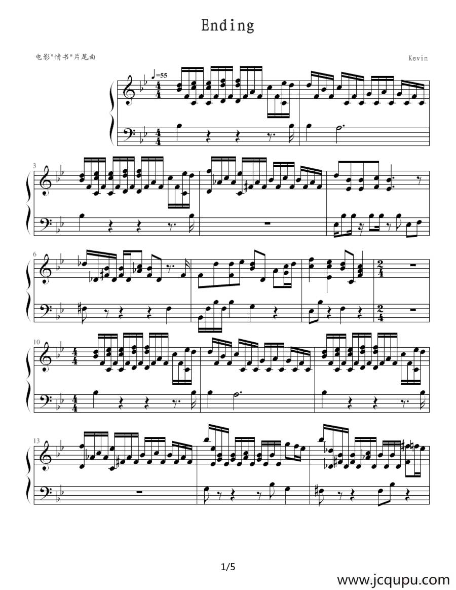 Ending（电影《情书》片尾曲）简谱